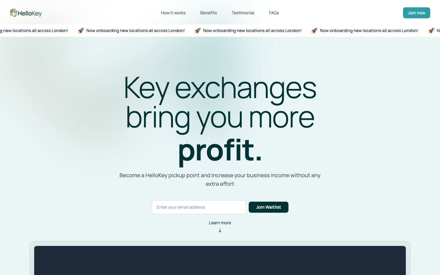 Homepage of the HelloKey website