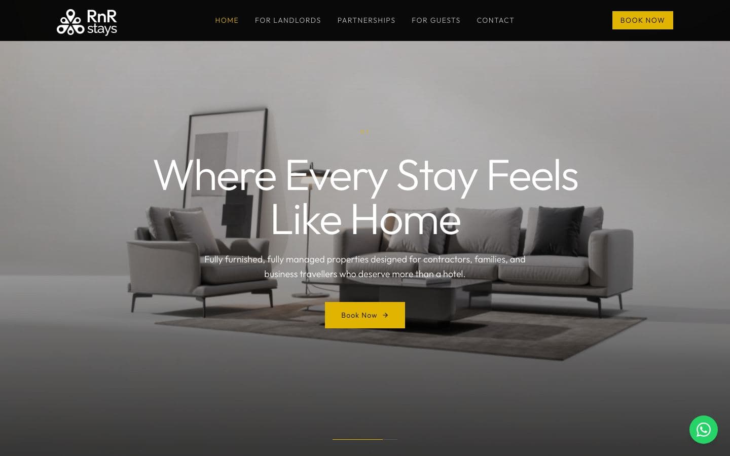 Homepage of the RnR Stays website