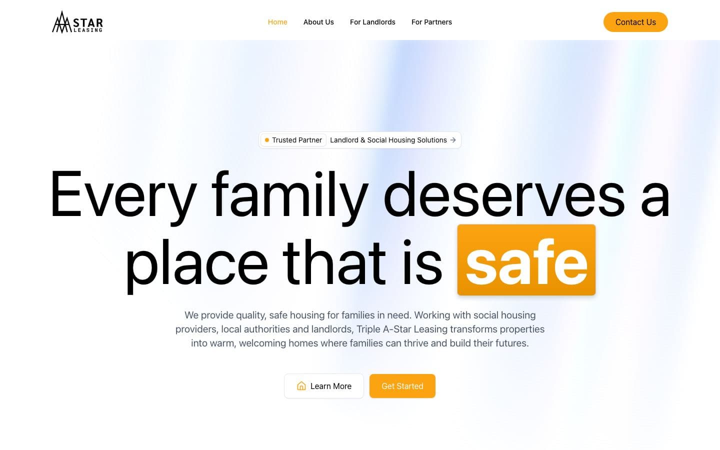 Homepage of the Triple A-Star Leasing website